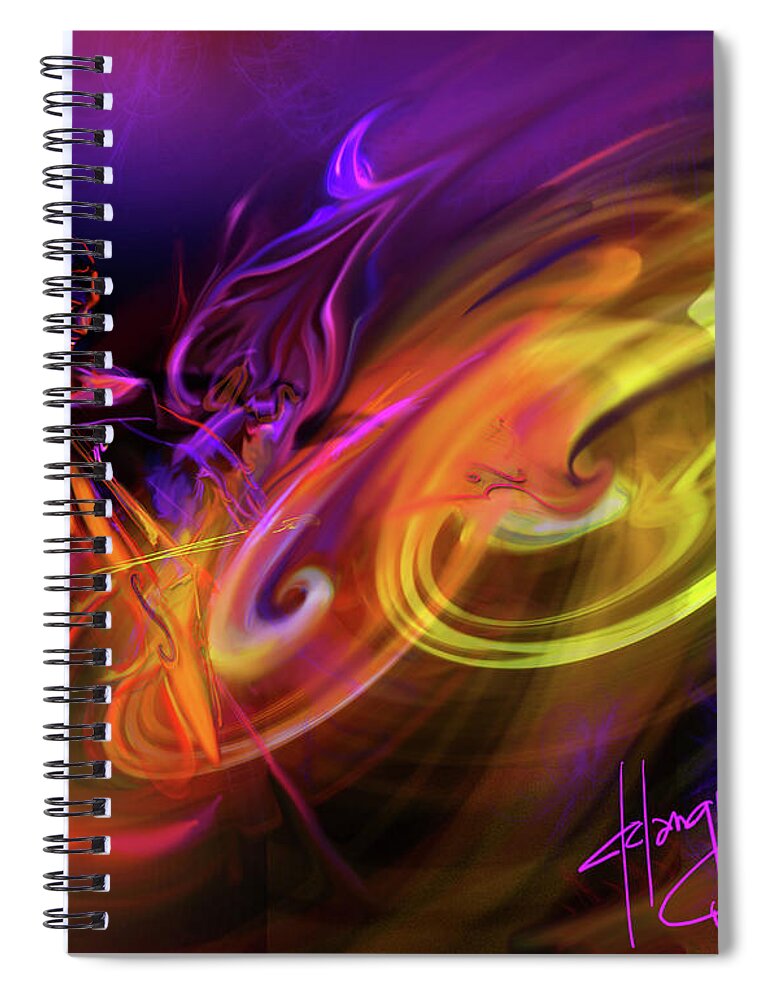 Fiona Spiral Notebook featuring the painting Cellist in Space by DC Langer