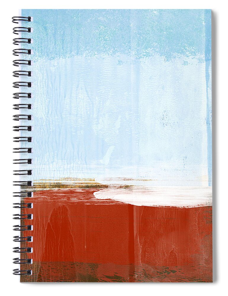 Abstract Spiral Notebook featuring the painting Fire Brick and Light Blue Abstract Study by Naxart Studio