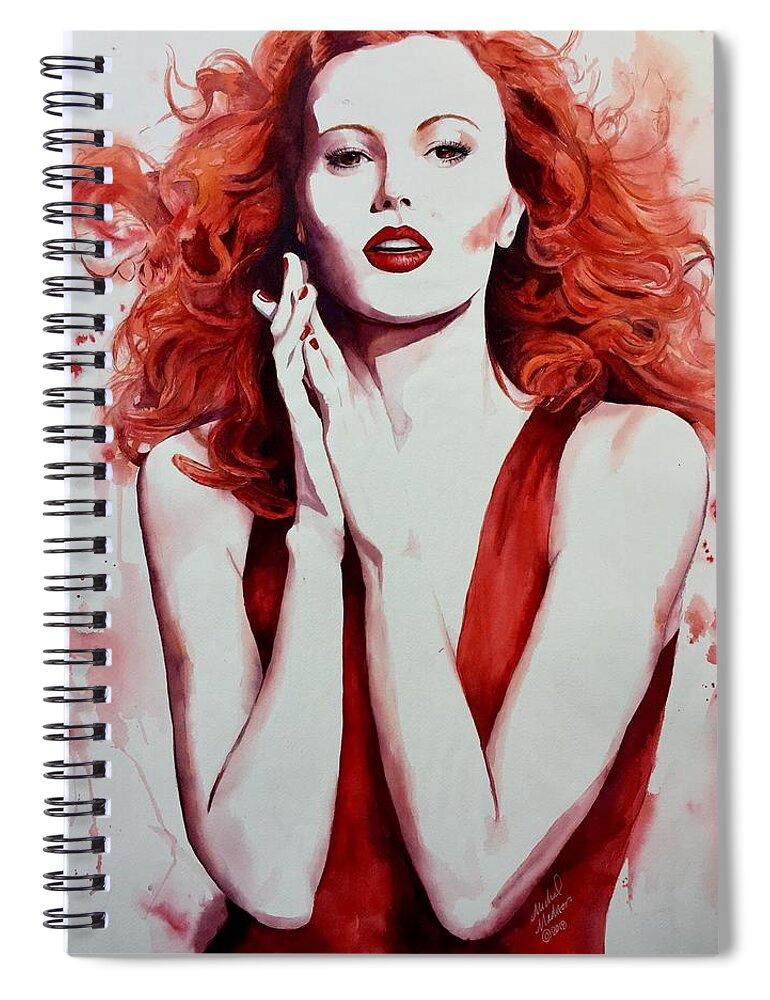 Redhead Spiral Notebook featuring the painting Fire Goddess by Michal Madison