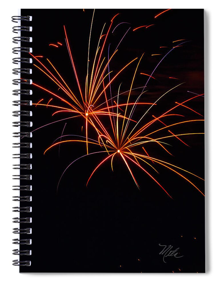 Fireworks Spiral Notebook featuring the photograph Fireworks Dual by Meta Gatschenberger