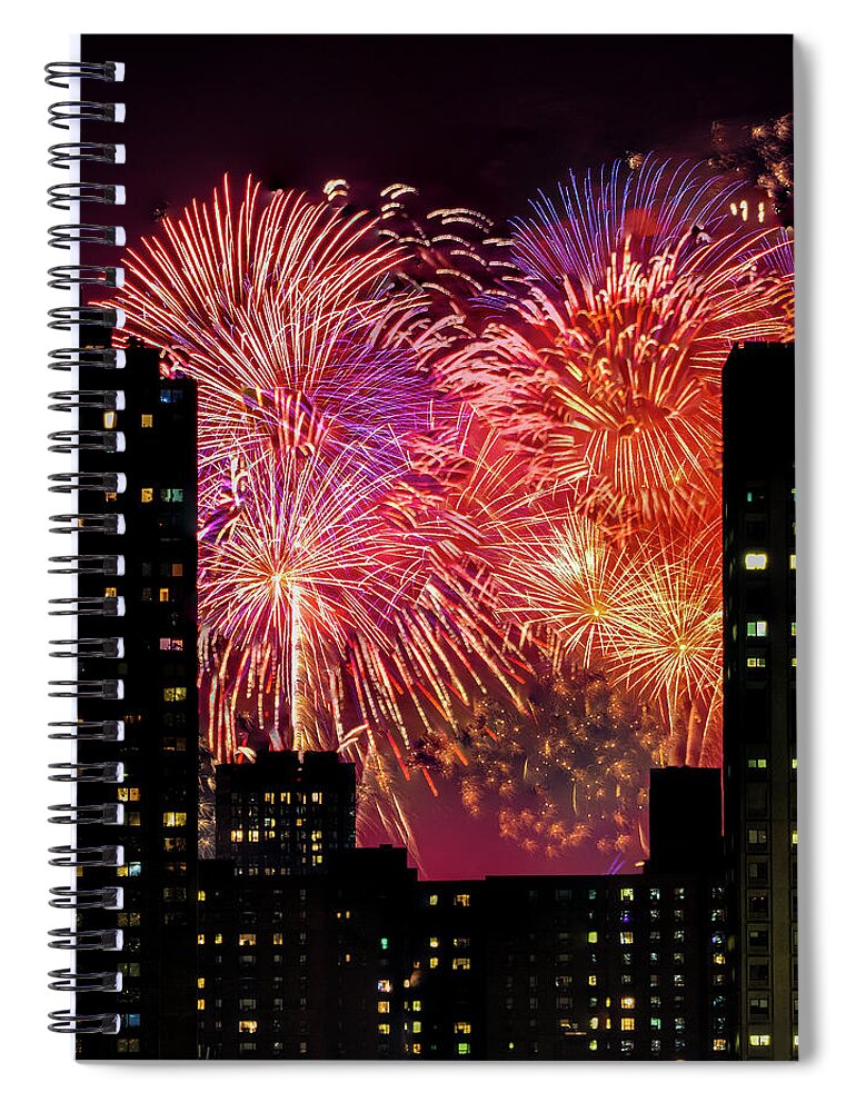 Fireworks Spiral Notebook featuring the photograph Fireworks In New York City by Chris Lord