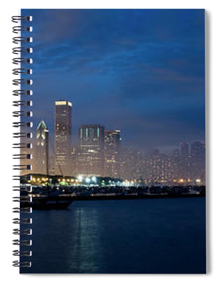 Firework Display Spiral Notebook featuring the photograph Fireworks Over Chicago by Chris Pritchard