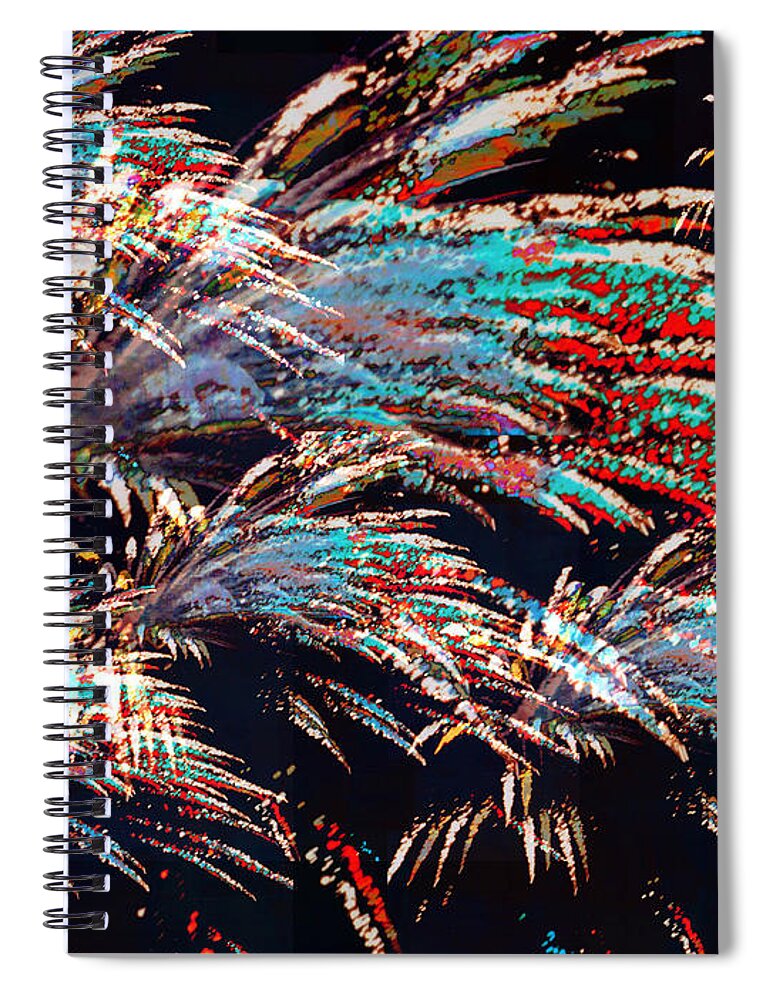 Patriotic Spiral Notebook featuring the photograph Fireworks over Mt. Olivet Abstract Overlay by Mike McBrayer