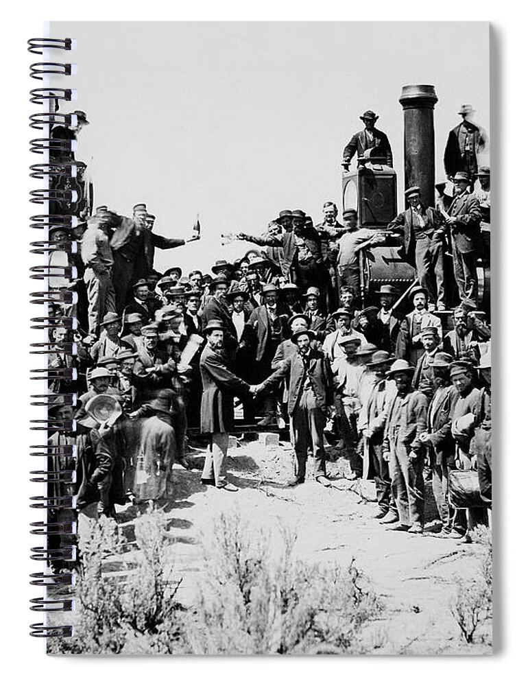 Usa Spiral Notebook featuring the photograph First Opening of the Transcontinental Railroad - 1869 by Doc Braham
