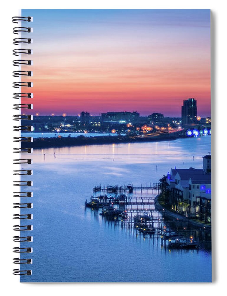 Florida Spiral Notebook featuring the photograph Firstlight Over Clearwater by Jeff Phillippi