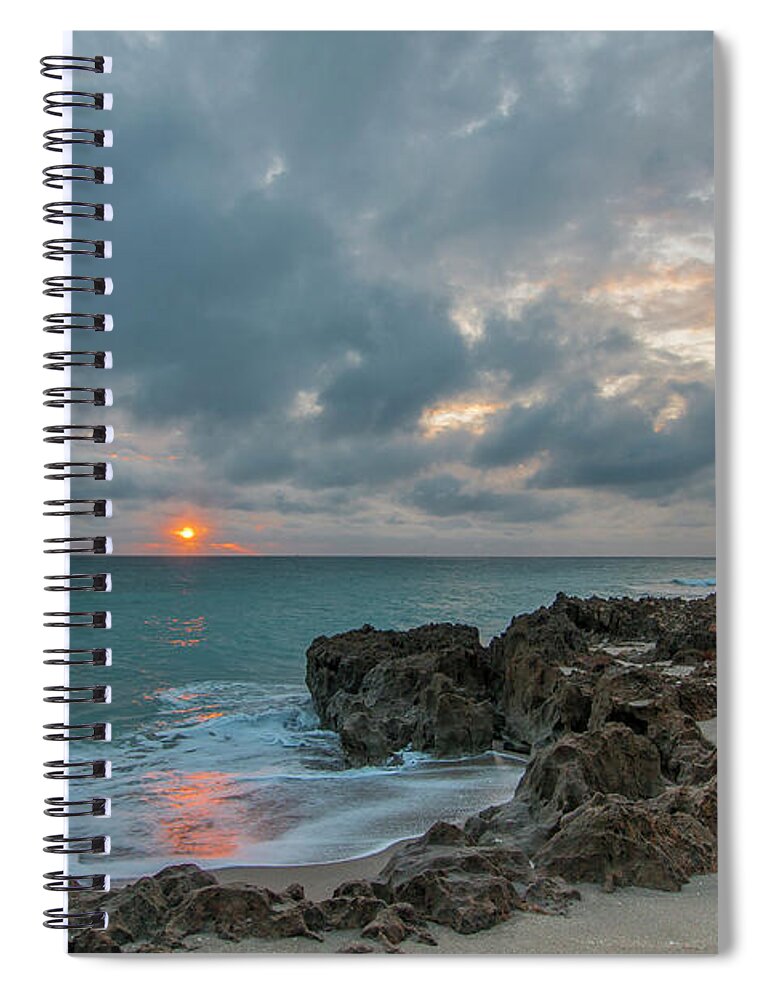 Fisherman Spiral Notebook featuring the photograph Fisherman on Rocks by Tom Claud