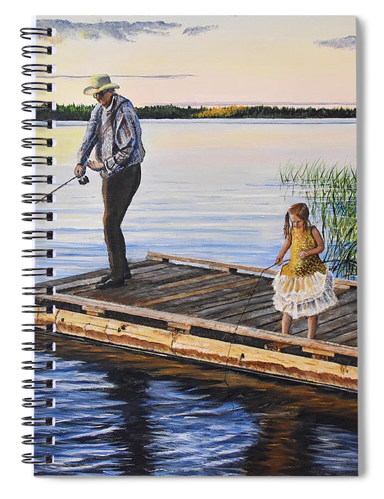 Fishing Spiral Notebook featuring the painting Fishing With A Ballerina by Marilyn McNish