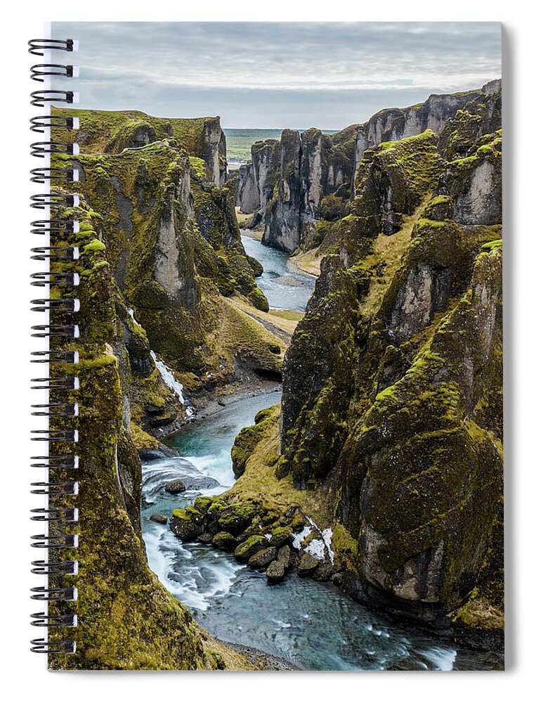 Fjadrarglijufur Spiral Notebook featuring the photograph Fjadrarglijufur Canyon by Arthur Oleary