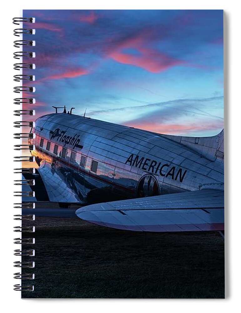 Dc-3 Spiral Notebook featuring the photograph Flagship Detroit at Sunrise by Chris Buff