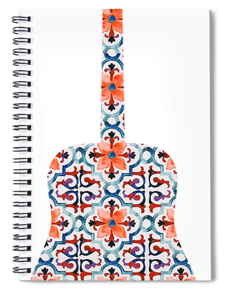 Guitar Silhouette Spiral Notebook featuring the painting Flamenco Guitar - 06 by AM FineArtPrints