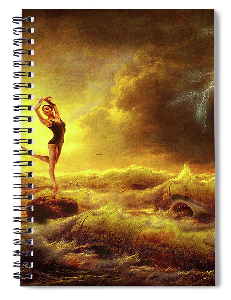 Dancer Spiral Notebook featuring the digital art Flirting With Disaster by Mark Allen