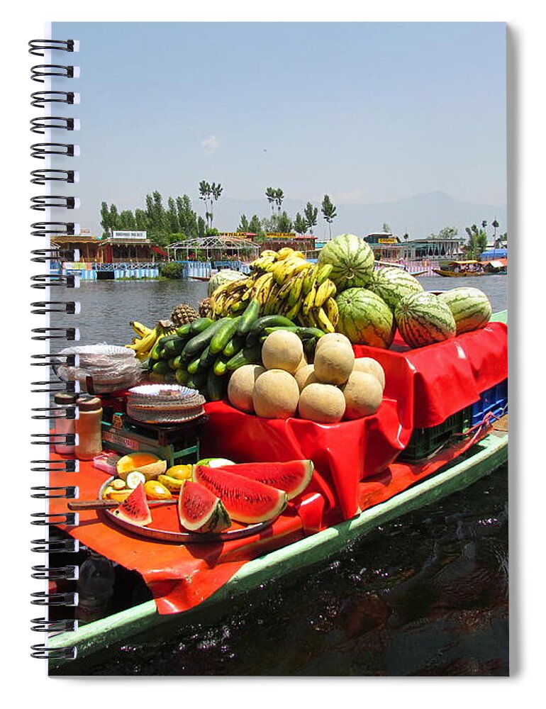 Srinagar Spiral Notebook featuring the photograph Floating Bazaar by Subratapaul