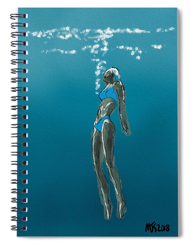 Figure Spiral Notebook featuring the digital art Floating Free by Michael Kallstrom