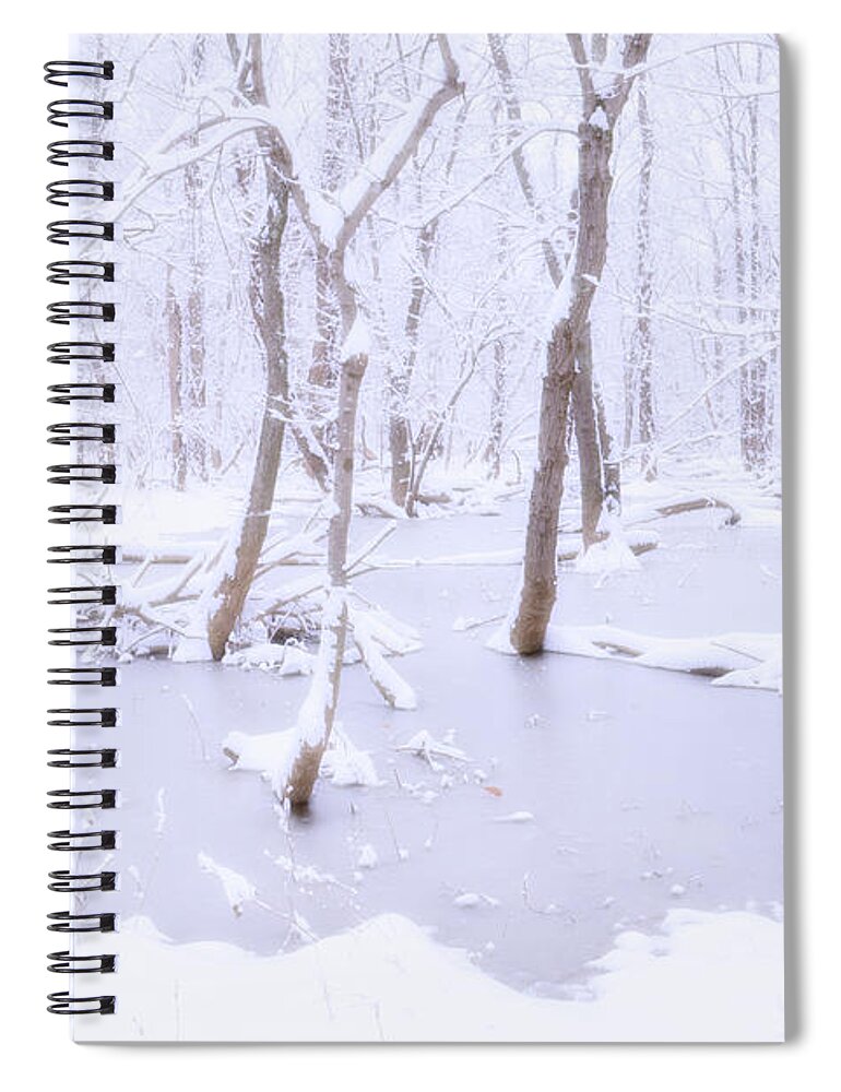 Trees Spiral Notebook featuring the photograph Flooded trees in the snow by Karen Smale