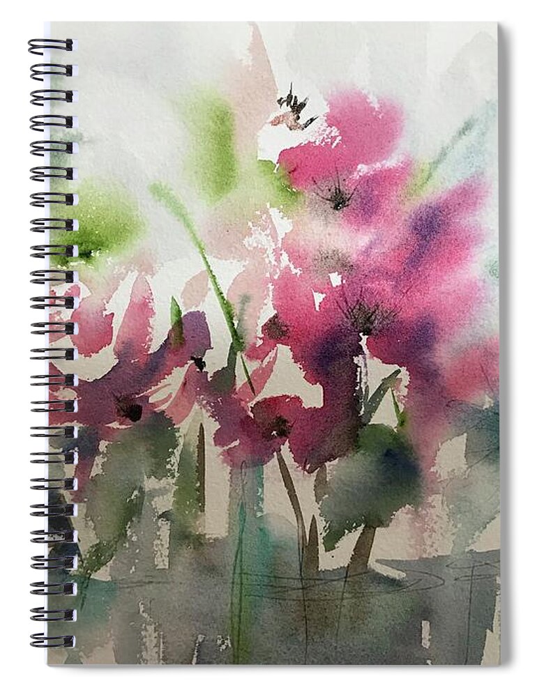 Loose Floral Painting Spiral Notebook featuring the painting Floral Abstract Painting by Chris Hobel