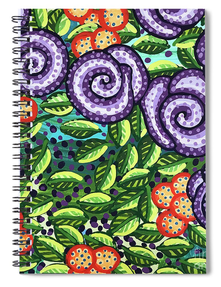Floral Spiral Notebook featuring the painting Floral Whimsy 11 by Amy E Fraser