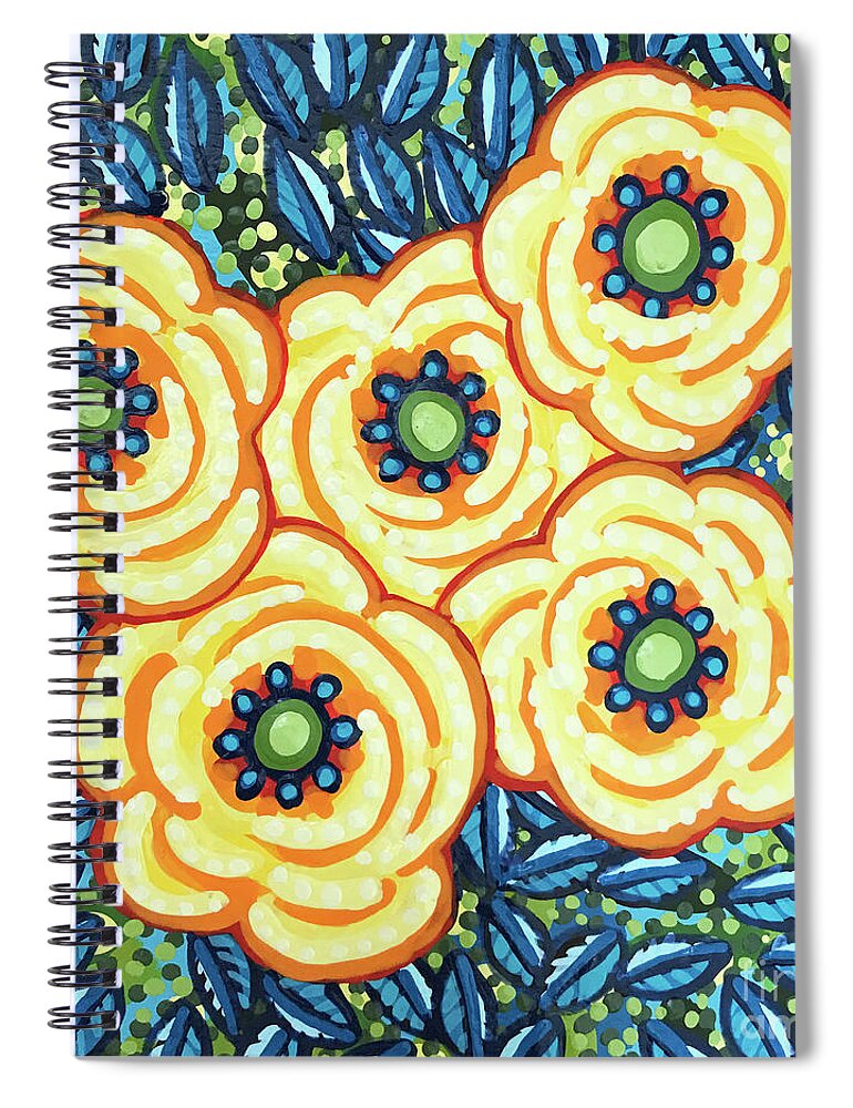 Floral Spiral Notebook featuring the painting Floral Whimsy 7 by Amy E Fraser