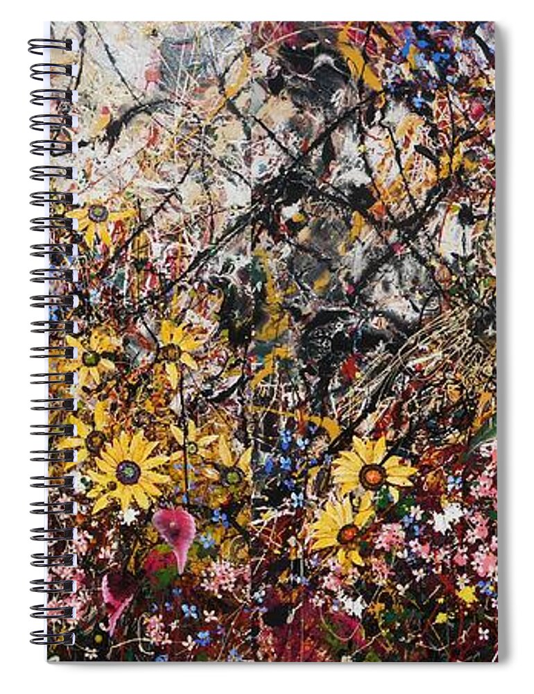 Flowers Spiral Notebook featuring the painting Flourish by Angie Wright