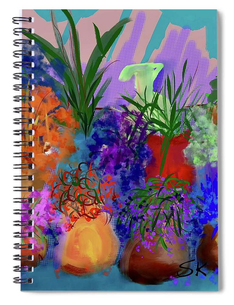 Flowers Spiral Notebook featuring the digital art Flower Market Square by Sherry Killam