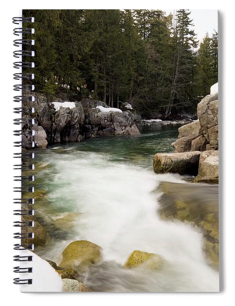 Melting Spiral Notebook featuring the photograph Flowing River, Whistler, Bc, Canada by Keith Levit