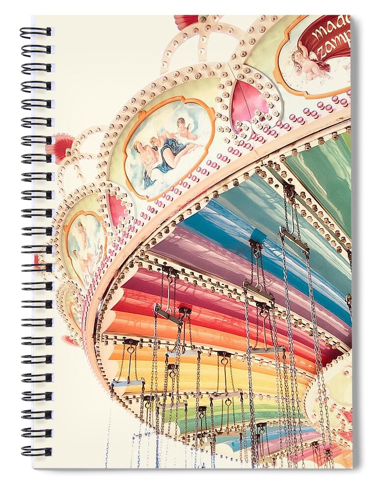 Flying Carousel Spiral Notebook featuring the photograph Flying Carousel 1 - Six Flags America by Marianna Mills