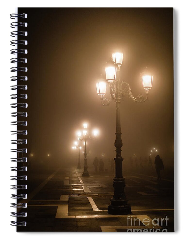 Piazza San Marco Spiral Notebook featuring the photograph Foggy Piazza San Marco, Venice by Lyl Dil Creations