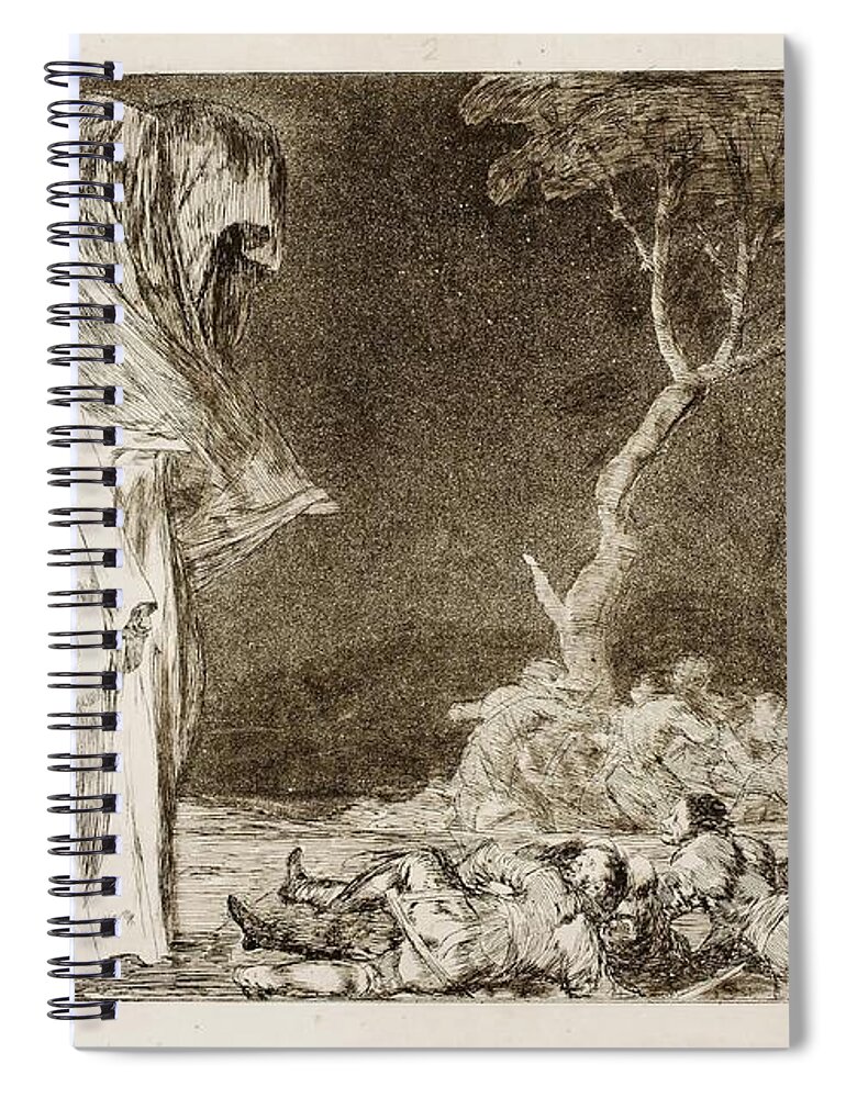 Francisco Jose De Goya Spiral Notebook featuring the painting 'Folly of fear'. 1815 - 1819. Etching, Aquatint, Burnisher, Drypo... by Francisco de Goya -1746-1828-