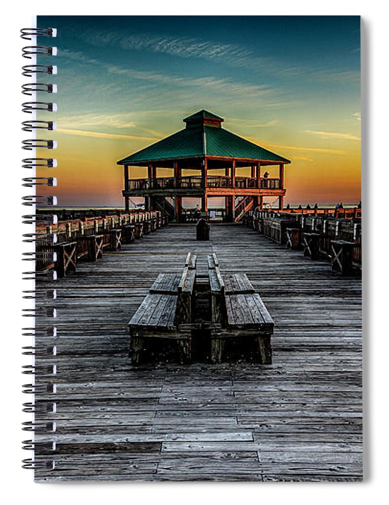 Folly Pier Spiral Notebook featuring the photograph Folly Pier Sunrise by Kevin Senter