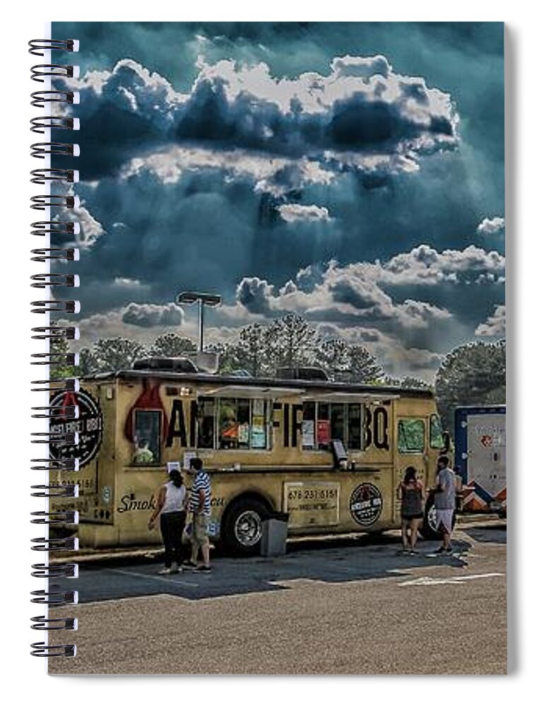 Custom Spiral Notebook featuring the photograph Food Truck Lot by Darryl Brooks