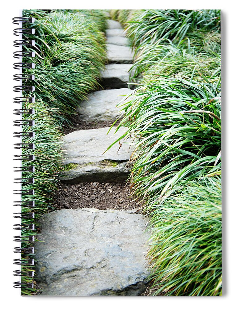 Grass Spiral Notebook featuring the photograph Footpath Through Zen Garden, Uk by Liz Whitaker