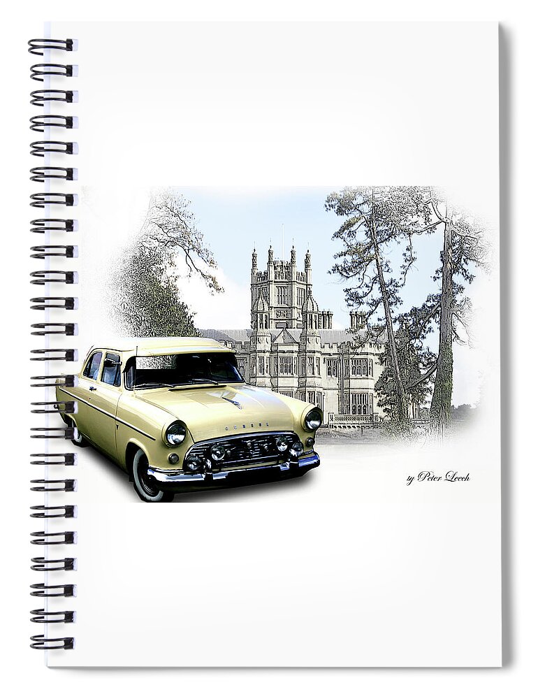 Margam Park Spiral Notebook featuring the digital art Ford Consul Mk2 by Peter Leech