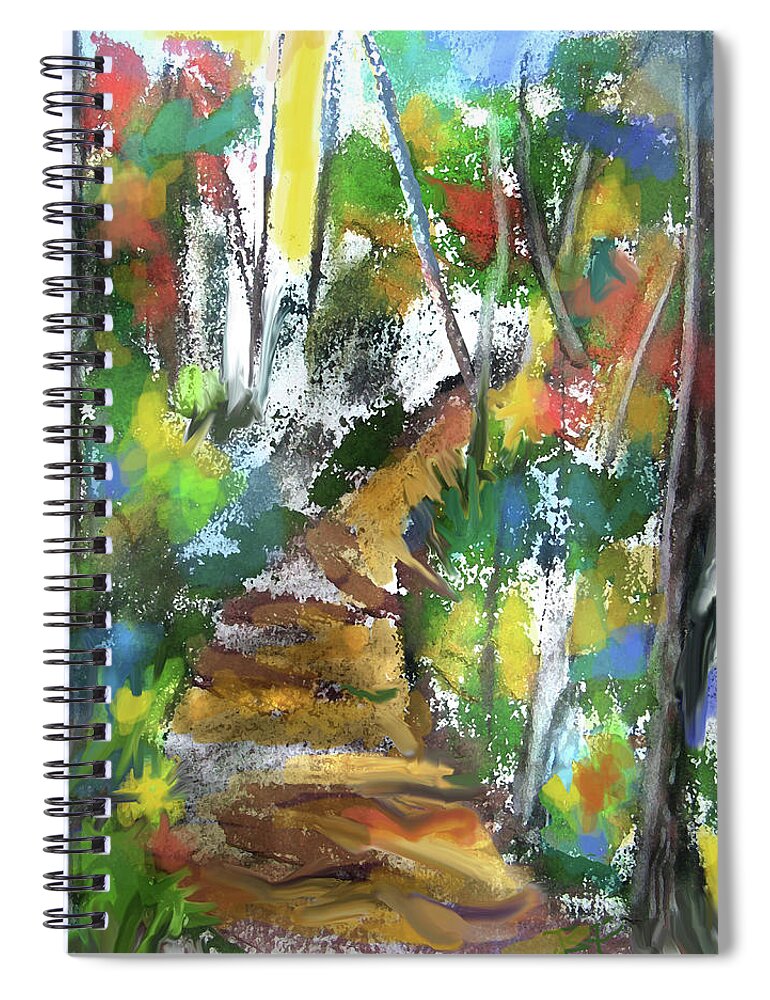 Abstract Forest Spiral Notebook featuring the pastel Forest Path by Jean Batzell Fitzgerald