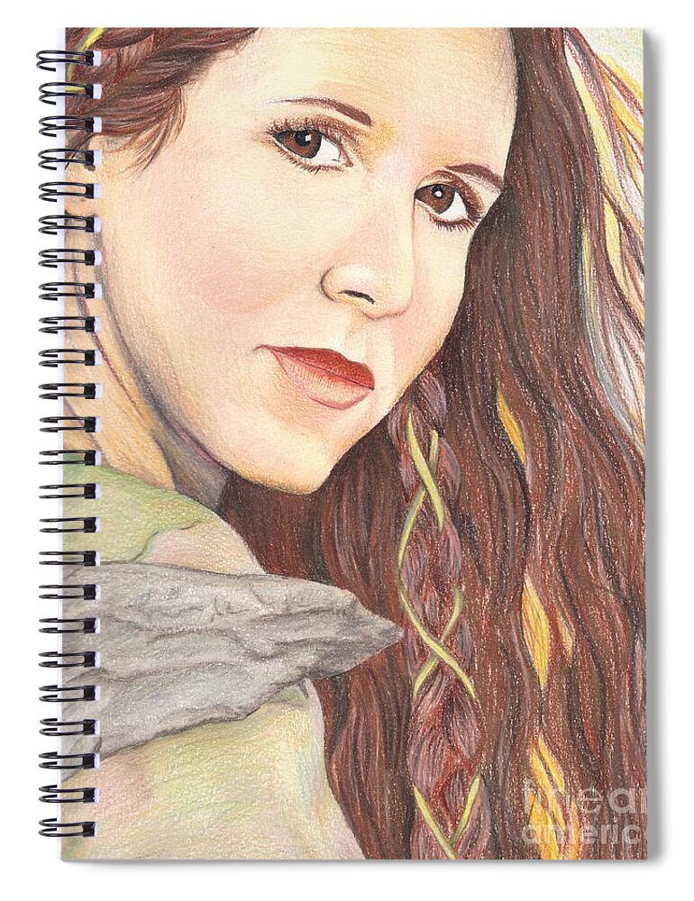 Leia Spiral Notebook featuring the drawing Forever Our Princess by Amber Ryder