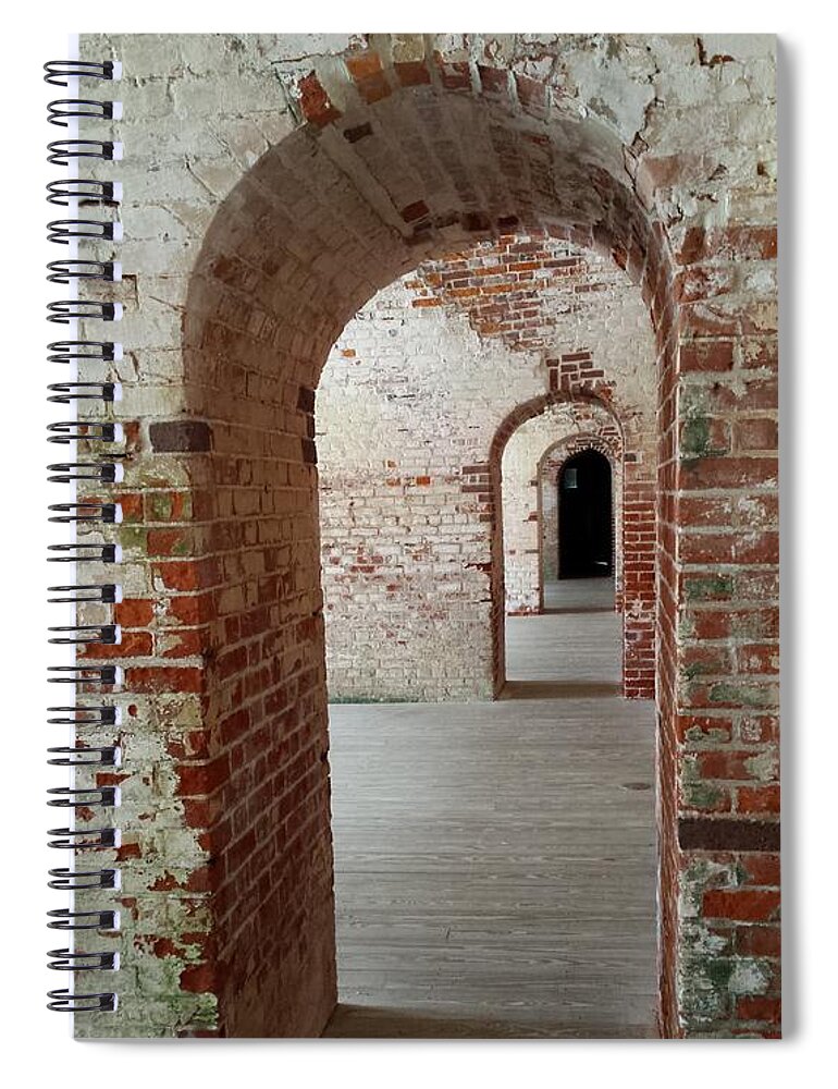 Brick Archways Spiral Notebook featuring the photograph Fort Macon Archways 5 by Paddy Shaffer