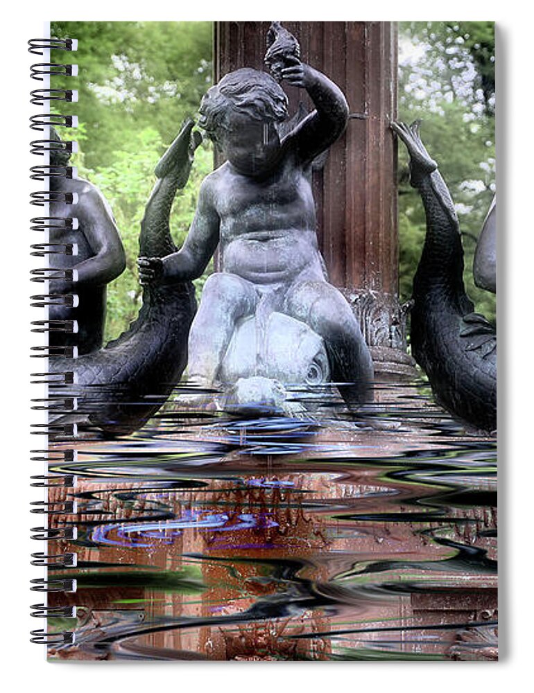 Imps Spiral Notebook featuring the photograph Fountain Imps by Elaine Manley