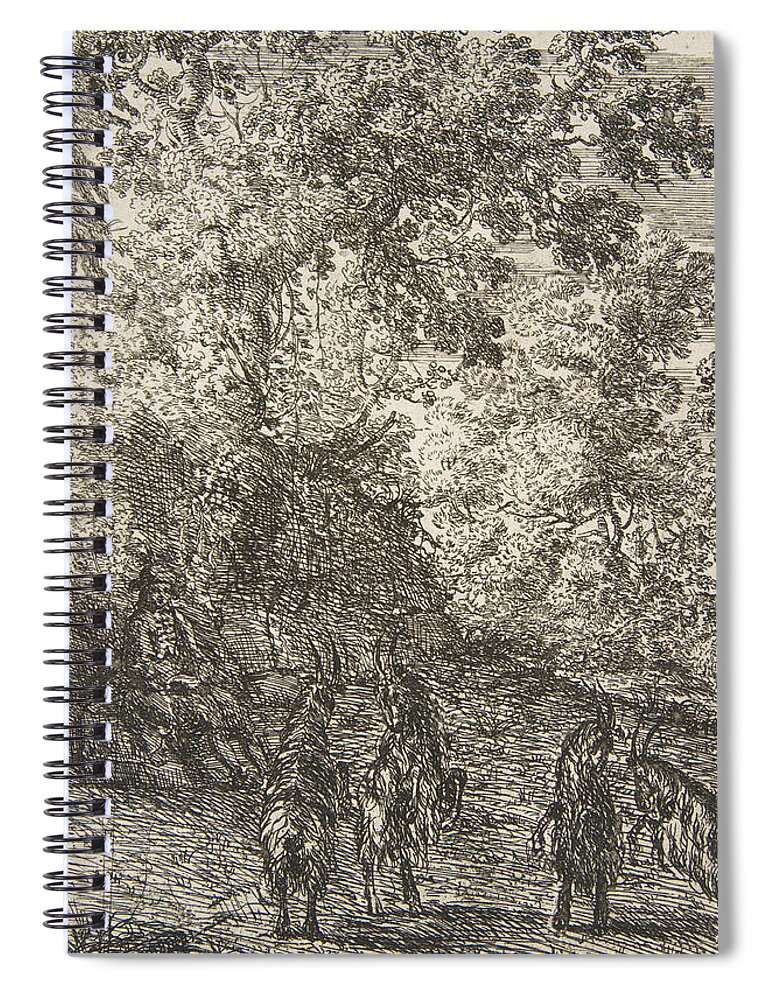 17th Century Art Spiral Notebook featuring the relief Four Goats by Claude Lorrain
