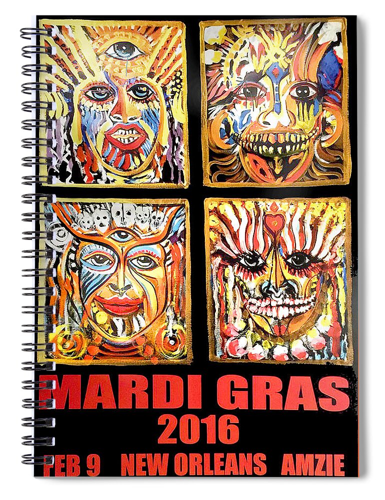 Four Happiness Spiral Notebook featuring the painting Four Happiness by Amzie Adams