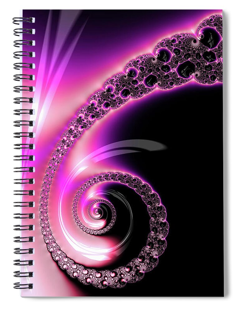 Spiral Spiral Notebook featuring the photograph Fractal Spiral pink purple and black by Matthias Hauser