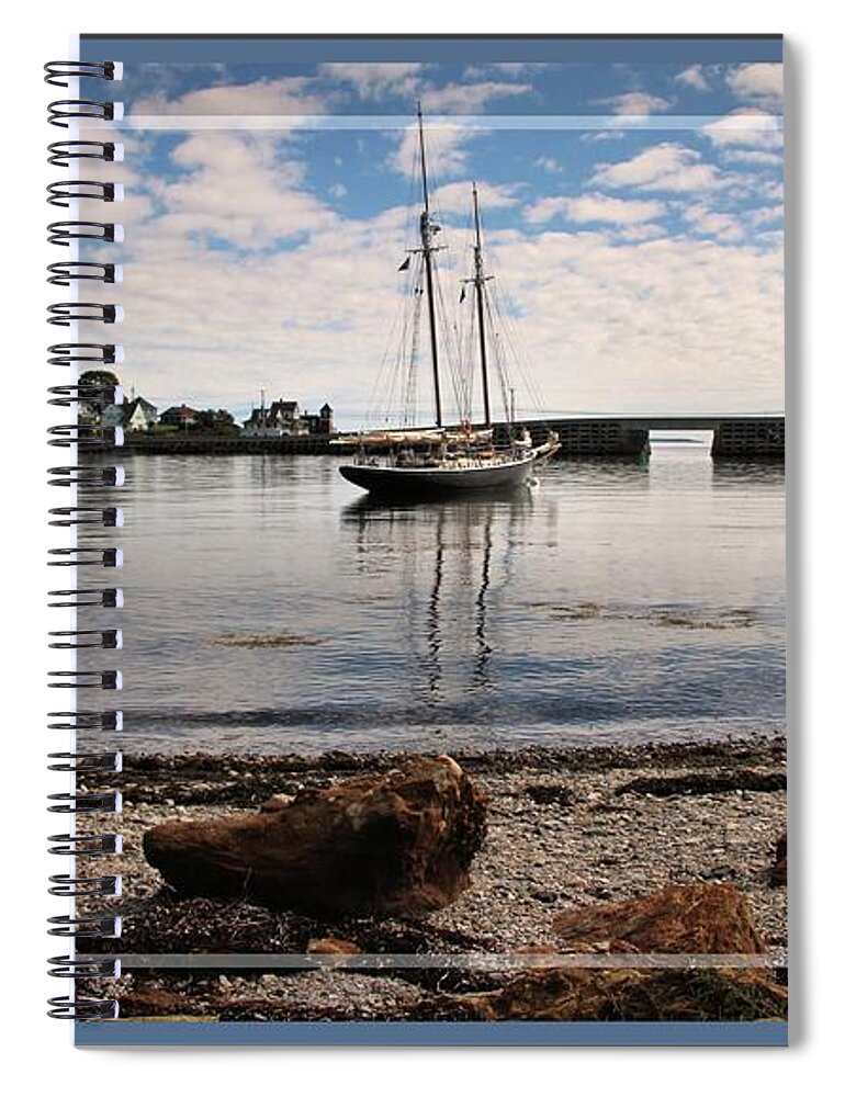 Seascape Spiral Notebook featuring the photograph Framed Cobwork Bridge Bailey Island Maine by Sandra Huston