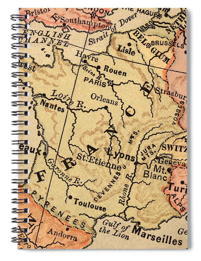 Topography Spiral Notebook featuring the photograph France Map by Belterz