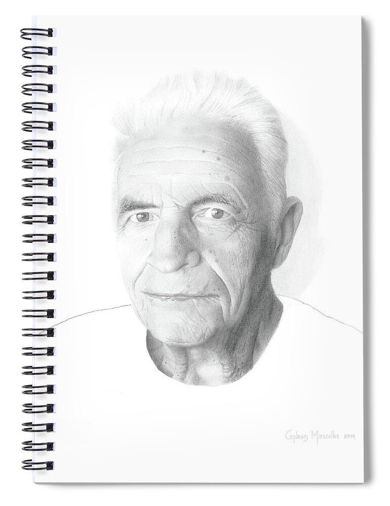 Portrait Spiral Notebook featuring the drawing Fred Salb by Conrad Mieschke