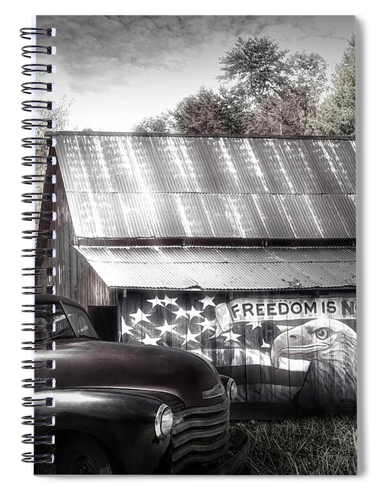American Spiral Notebook featuring the photograph Freedom is not Free Black and White by Debra and Dave Vanderlaan