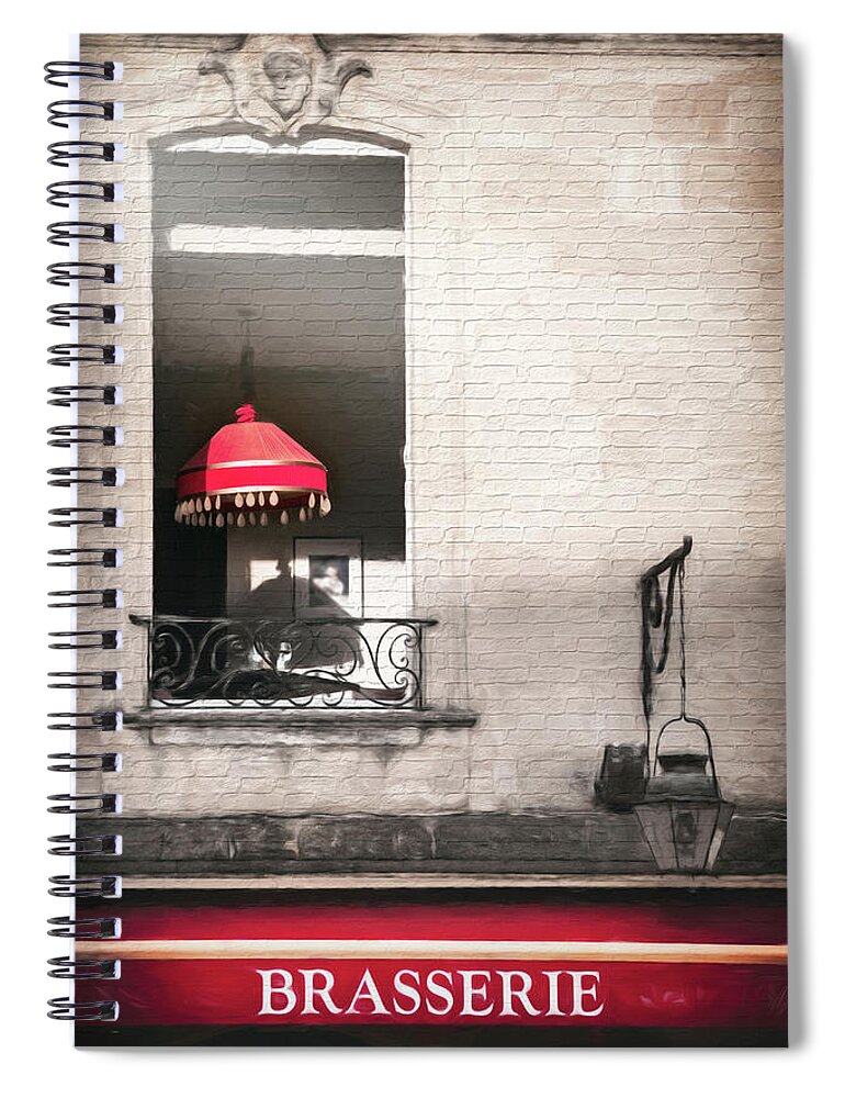Bordeaux Spiral Notebook featuring the photograph French Brasserie Bordeaux by Carol Japp
