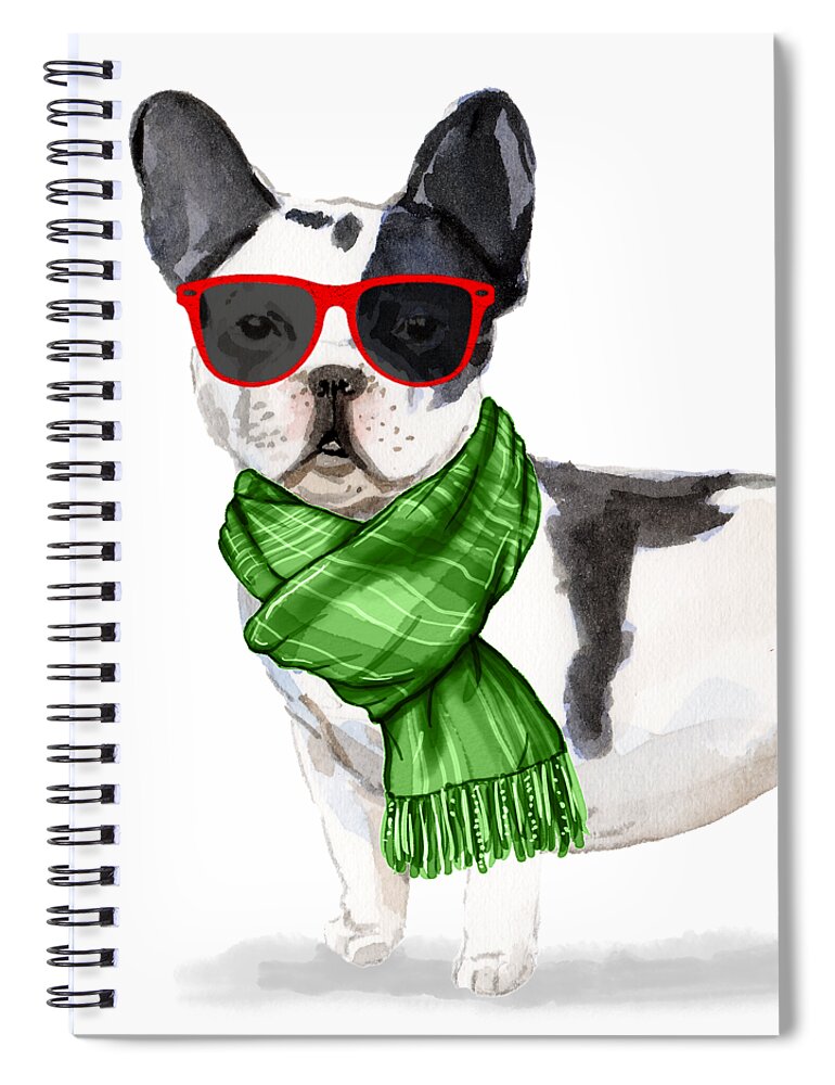 French Bulldog Spiral Notebook featuring the digital art French Bulldog Christmas by Doreen Erhardt