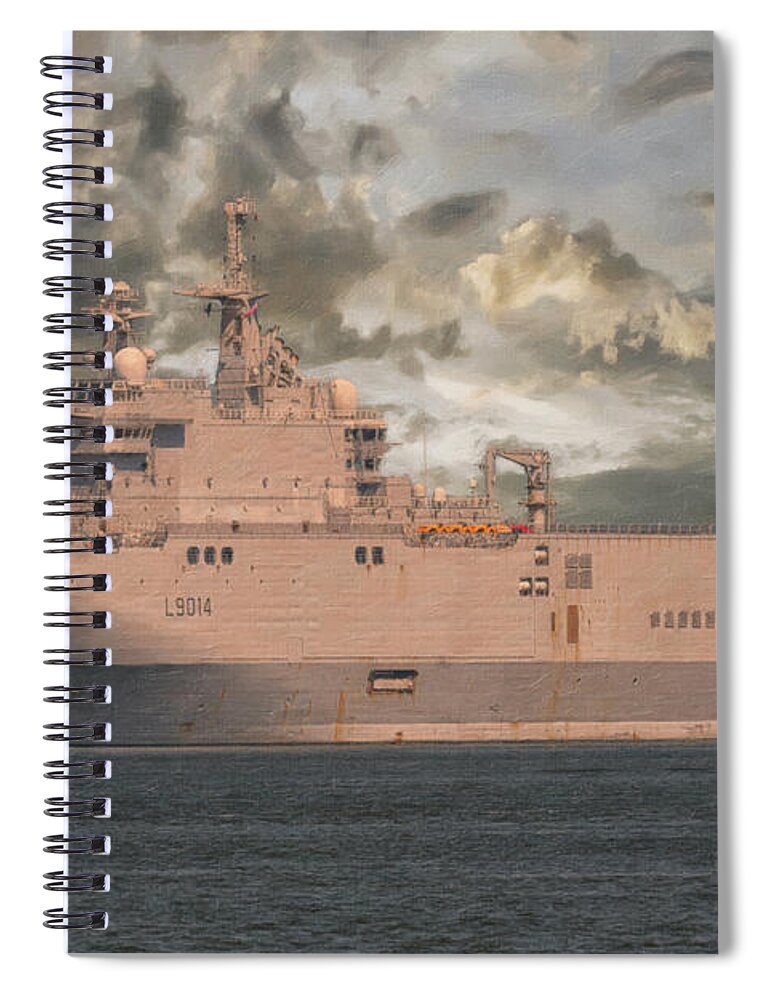Tonnerre L9014 Spiral Notebook featuring the painting French Navy - L9014 Tonnerre by Dale Powell