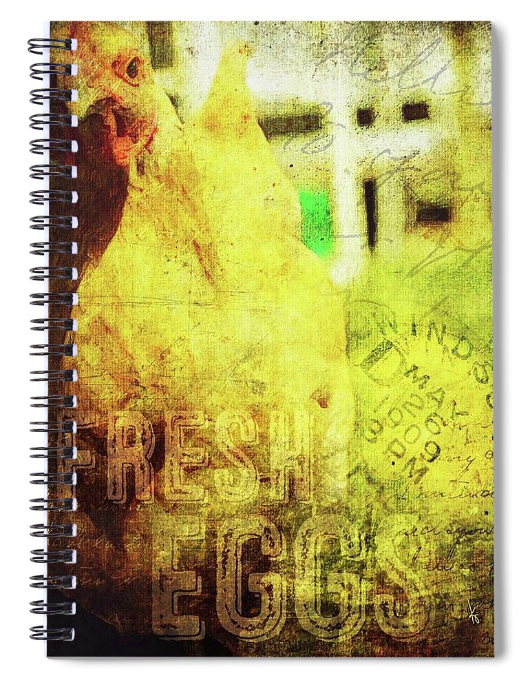 Fresh Spiral Notebook featuring the digital art Fresh Eggs by Krista Droop