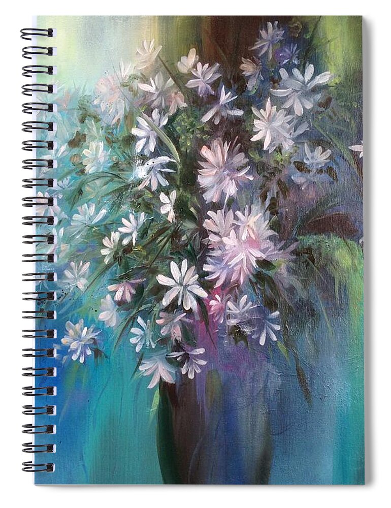 Daisies Spiral Notebook featuring the painting Fresh from an English Garden by Lizzy Forrester