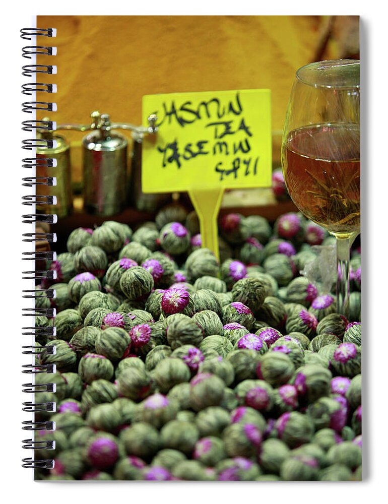 Istanbul Spiral Notebook featuring the photograph Fresh Jasmine Tea For Sale by Www.ingetjetadros.com ©ingetje Tadros