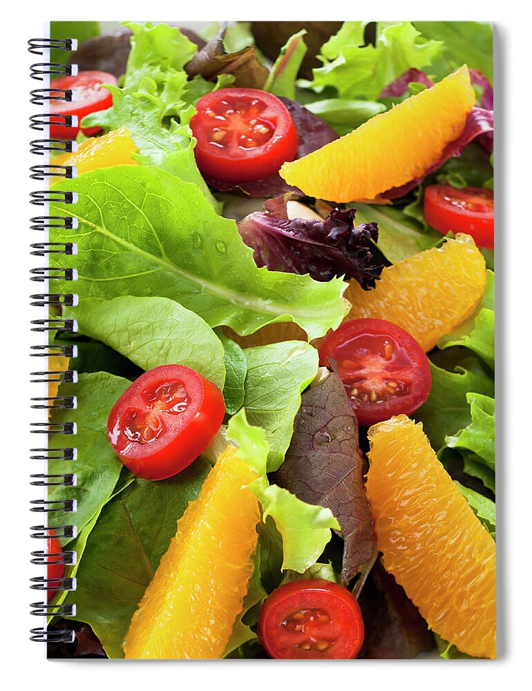Orange Color Spiral Notebook featuring the photograph Fresh Salad On Plate by Tetra Images