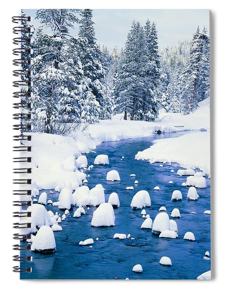 Scenics Spiral Notebook featuring the photograph Fresh Winter Snow Covers Forest With by Ron thomas